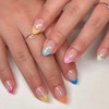 MRSCOL Press on Nails-Rainbow French,Press on Nails Almond,Press on Nails