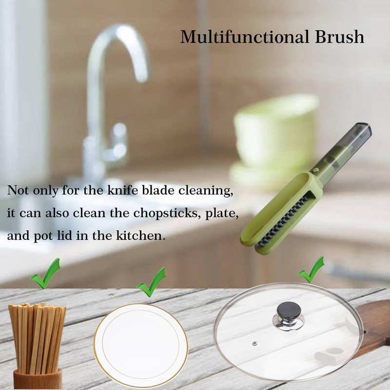 Dokpod Knife Blade Brush with Long Handle and Lid Integrate