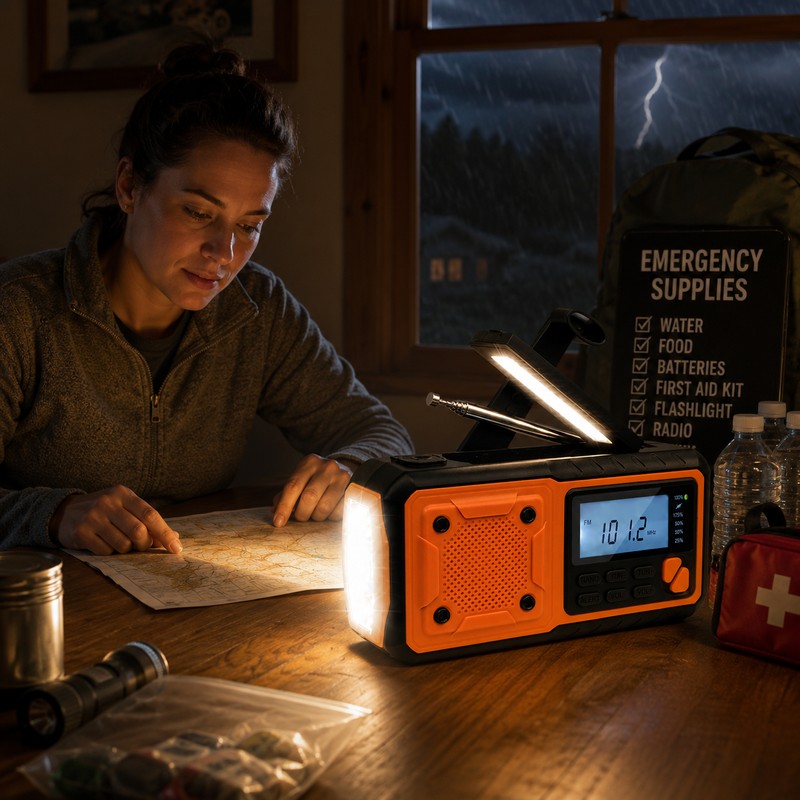 4000mAh Emergency Weather Radio with Hand Crank and Solar Charging