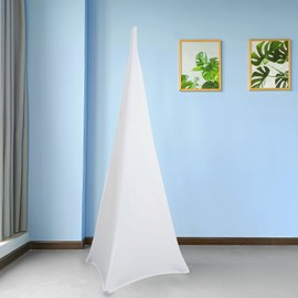 Trimming Shop White Triple Sided Stretch Tripod Speaker DJ Stand Cover for Birthdays, Weddings, Reception, Banquets, Parties, Special Events, Washable, 2pcs