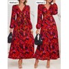 ZESICA Fall Floral Dresses for Women 2025 Elegant Long Sleeve