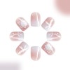 Short Press on Nails Square Fake Nails with Leaves Designs