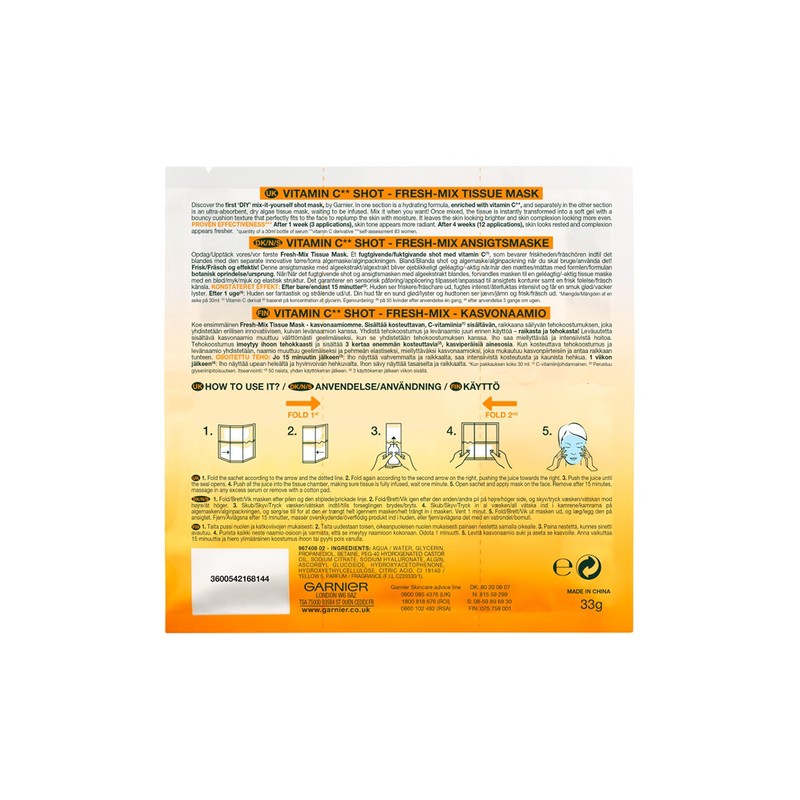 Garnier SkinActive Vitamin C Shot Fresh-Mix Tissue Mask 33gr