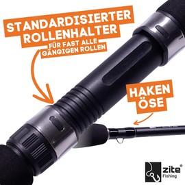 Zite Fishing InZite Base Stick Rod Set | Spinning Rod Perch Zander Pike Made of 24T Carbon SIC Guiding 225-255 cm 5-85g + Spinning Reel Base 2000 3000 4000 (Base Stick Perch + Base Reel 2000)
