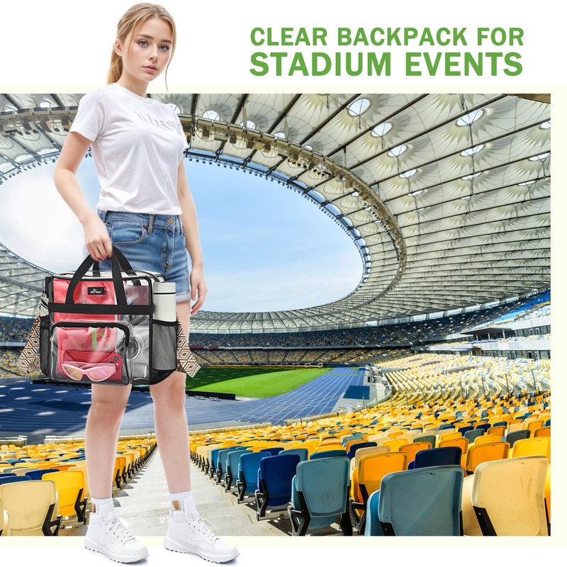 MAY TREE Clear Bag for Stadium Events 12x6x12 Clear Tote