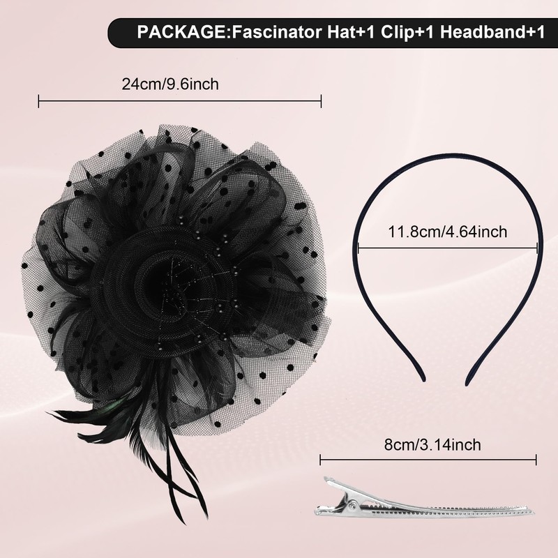 loacuony Fascinator Women's Feathers for Hats and Fascinators, black, Unit