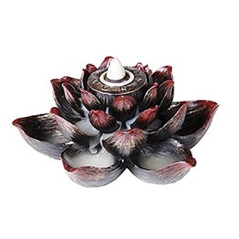 Pacific Giftware Meditation Use Auspicious Lotus Shape Back Flow Cone Incense Burner Holder Infuser