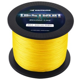 KastKing Destron Braided Fishing Line,Hi-vis Yellow,15lbs,600 yds
