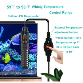 HKLWAEE Aquarium Heater 500Watt, Fish Tank Heater 75 Gallon 80 Gallon 90 Gallon 100 Gallon Adjustable Temperature Submersible Water Heater (500 Watt Updated with Exterior Adjustment Button)