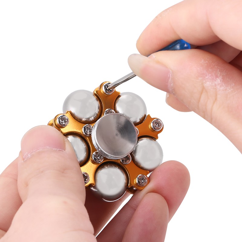 Yellow Aluminum Alloy Wheel Gyro with Tripod Stress Relief Hand