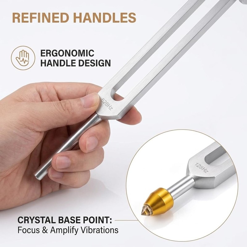Tuning Forks for Healing Set, 128Hz 136.1Hz 432Hz 528Hz Weighted/Unweighted