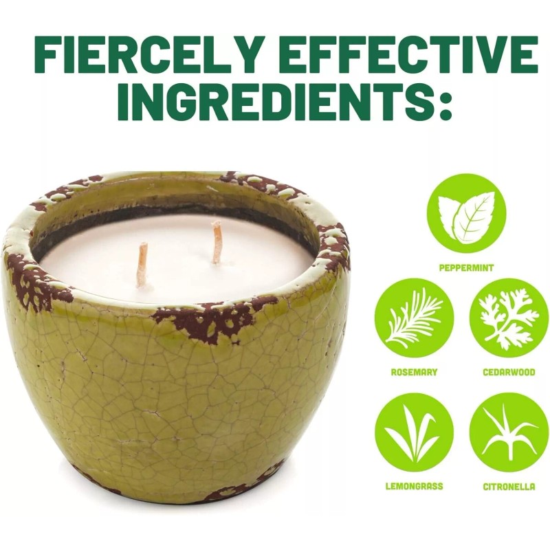 Murphy's Naturals Ceramic Garden GREEN Candle 30 Hour MOSQUITO REPELLENT