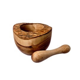 Naturally Med - Olive Wood Rustic Mortar and Pestle - 5.5". Large Size Mortar and Pestle Set for Grinding Herbs, Spices, Salsa etc. Handcrafted. Natural Edging.