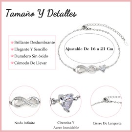 SUNSH Women's Bracelet, Infinity Heart Bracelets, Crystals, Adjustable Bracelet, Women's Bracelet, Gift for Girlfriend, Birthday, Valentine's Day, Anniversary, Engagement, Girlfriend, Bead