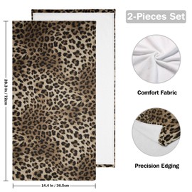 COVASA Brown Leopard Hand Towels for Bathroom,2 Pack Black Cheetah Kitchen Towels 14"x28" Soft Absorbent Wild Savannah Animal Print Bath Towels Decorative Bathroom Towels for Guest,Face,Shower,Gym