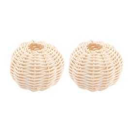 Baluue End Pieces for Lamps Rattan Lampshade Set of 2 Delicate Light Cover 2 5 x 2 5 cm 3 Inch Rattan Lampshade Decorative Lampshade Pendant Light