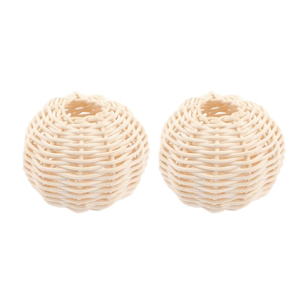 Baluue End Pieces for Lamps Rattan Lampshade Set of 2