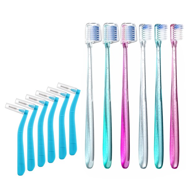 Fregum V+A Shaped Orthodontic Toothbrush for Braces, with 6 Interdental
