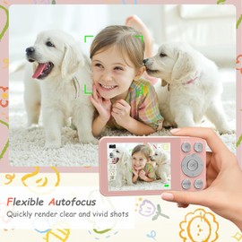 Digital Camera Kids UHD 4K Photography: 64MP Point and Shoot Cameras for Vlogging with 64GB Card 18X Zoom- Compact Small Vintage Camera for Boys Girls Teens Beginners, Portable Pocket Cameras, Pink