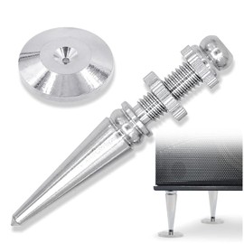 Kalevel Speaker Spikes Isolation Stand Foot Cone Silver Speaker Spikes Set for Speakers Amplifier with Base Pad Shockproof Feet Pads