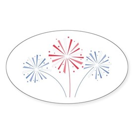 CafePress July Fourth Fireworks Sticker Oval Car Bumper Sticker