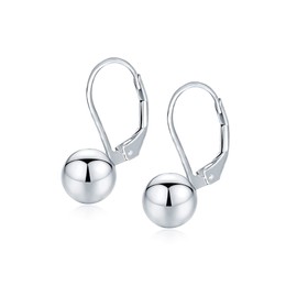 Charmsy 925 Sterling Silver Jewelry Classic Ball Leverback Drop Dangle Earrings for Women 6MM