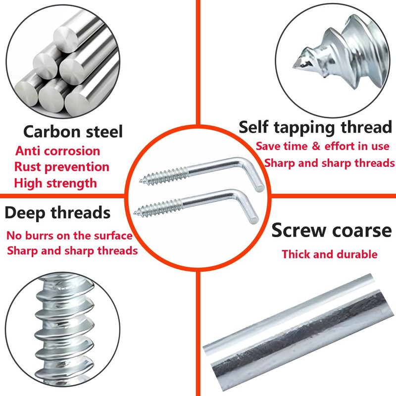 Ctyjia 20 pcs Screw Hooks, L Hook Screws, Self Tapping