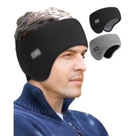 Lauzq Double-Layer Ear Warmer Headband-Knit Fuzzy Lined Winter Ear Muff for Men Women Running Cycling Ear Covers