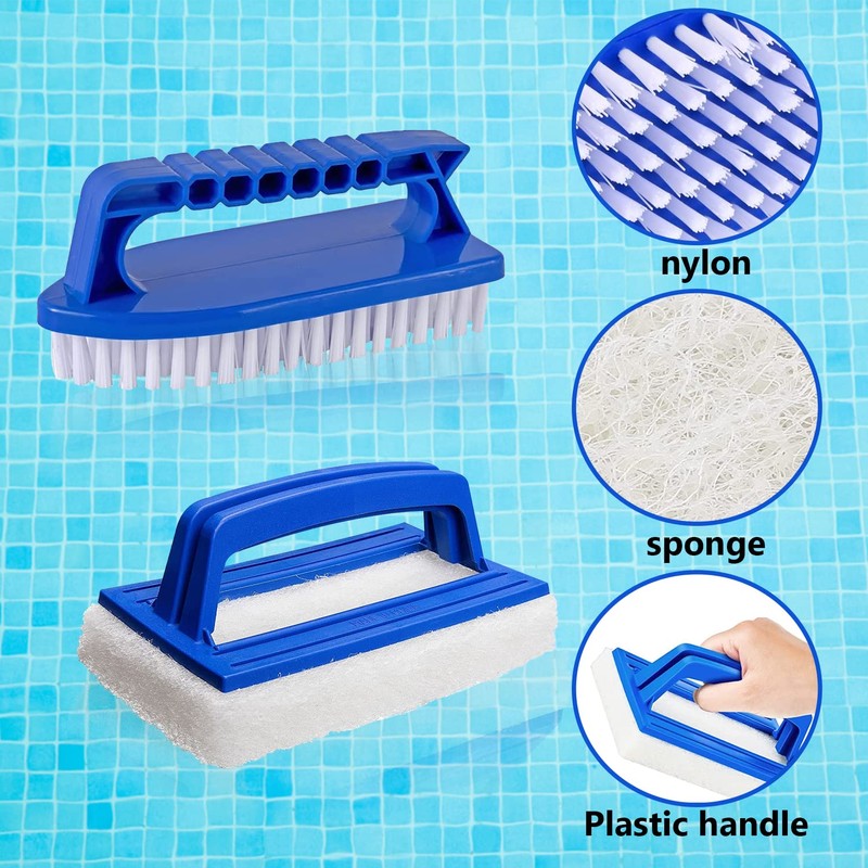 Abnaok 2 Piece Pool Brush Set, Sponge with Handle, Pool