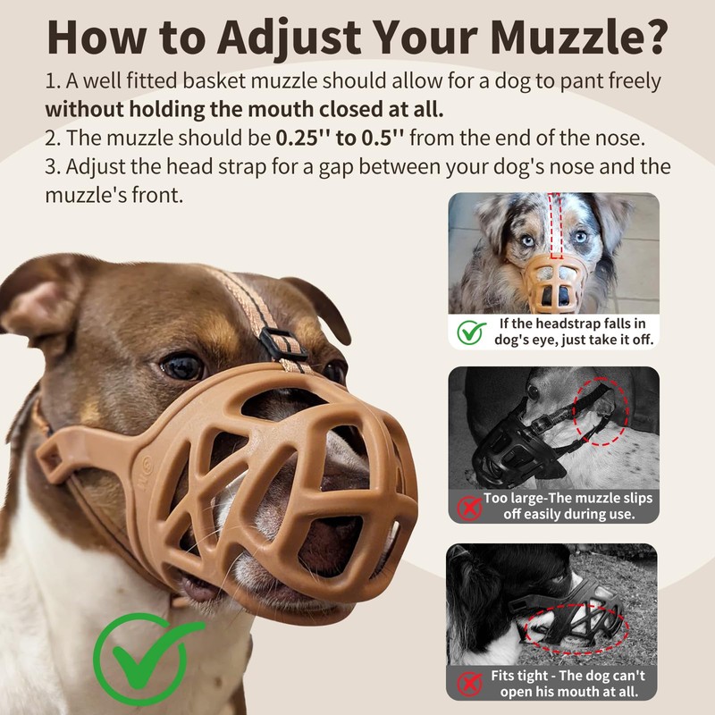 Mayerzon Dog Muzzle, Breathable Basket Muzzles for Small, Medium, Large