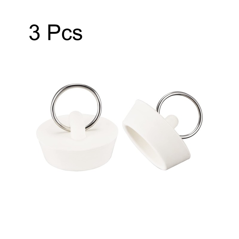 sourcing map Rubber Sink Plug, White Drain Stopper Fit 1-1/4"