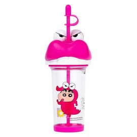 Crayon Shin-chan Straw Cup Water Bottle with Straw Water Bottle Bottle Easy to Drink Direct Drinking Children's Water Bottle Cute Multi-Purpose (Color: Crayon Shin-chan C, Size: 16.9 fl oz (500 ml)