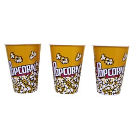 Dependable Industries inc. Essentials 3-Pack Retro Style Plastic Popcorn Containers – 7" Tall x 5" Top Diameter – Reusable Popcorn Buckets for Movie Nights, Kids' Parties, and Snack Time (46198-C)