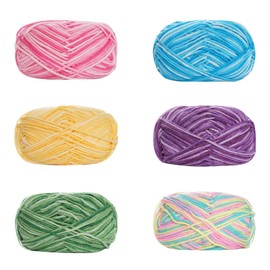 Hand Knitting Yarn, 6 x 50 g Acrylic Wool for Knitting, Colour Acrylic Wool for Crochet, Crochet Yarn Colourful Gradient, Soft Multicoloured Yarn Set for Crochet, Knitting and Crafts, Crochet Yarn