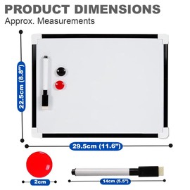 A4 Dry Wipe Magnetic Whiteboard, Pen, Eraser and 2 Magnets - Portable Mini Office Notice Memo White Board, Easy Hang String Attachment, Magnetic Desk Whiteboard (5 Piece Magnetic Whiteboard)
