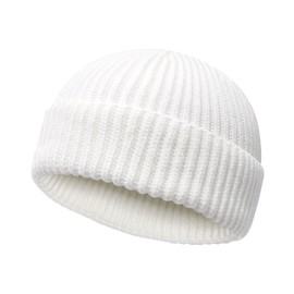 JYxingchi Fisherman Beanies for Men Women Short Cuff Beanie White