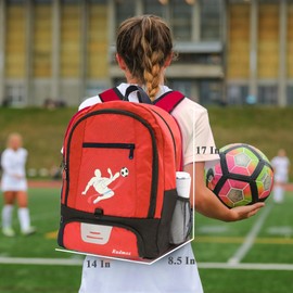 Rudmox Soccer Ball Bag-Backpack for Basketball,Volleyball with Cleat Shoes and Ball Compartment for Sports Team,Trainning (Brighten Red New)