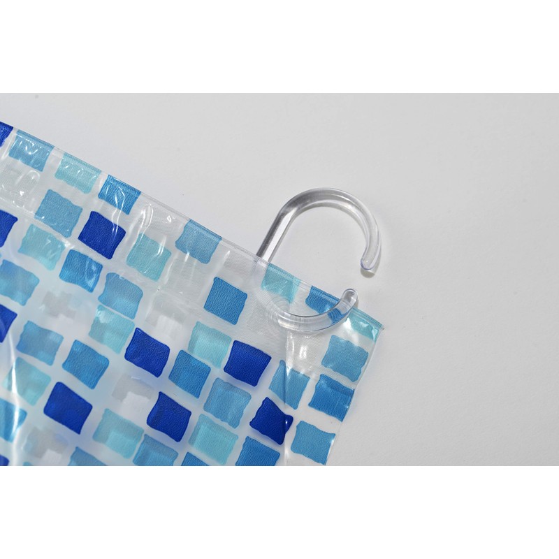 Croydex AE543424 Mosaic PVC Shower Curtain, Blue, 1800 x 1800mm