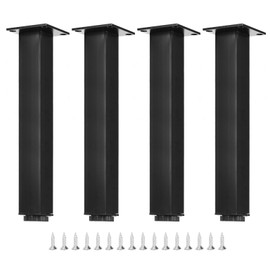 Sourcing Map 10 Inch Modern Black Metal Furniture Legs, Set of 4, Adjustable Table Legs for Coffee Tables, Sofas, Cabinets, Couches
