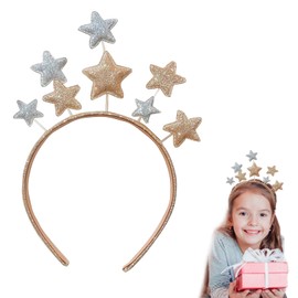 Christmas Headbands for Kids,1 x Christmas Star Headband Cute Glitter Silver Gold Star Party Holiday Headbands Xmas Hair Band Christmas Hair Accessories for Boys Girls Birthday Christmas Party Favors
