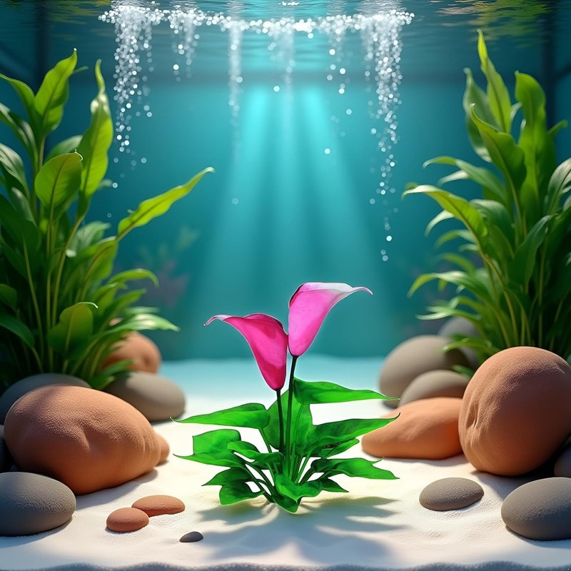 2Pcs Artificial Aquarium Plants,Flower Aquarium Decoration Artificial Aquatic Plant Waterweed