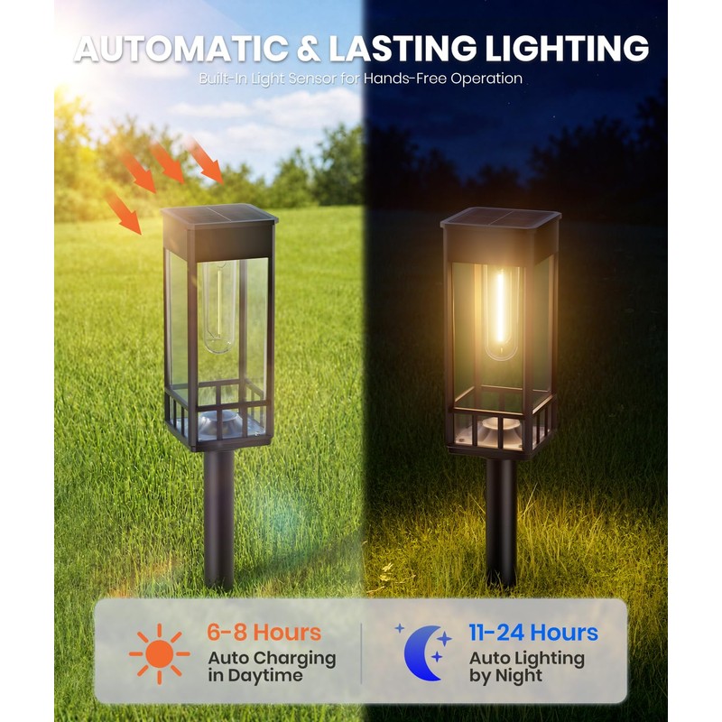 Solar Pathway Lights Outdoor,Bright Solar Lights for Outside, Waterproof Auto