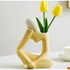 Abstract Thinker Vase Yellow Ceramic Flower Vase 20cm Tall Modern