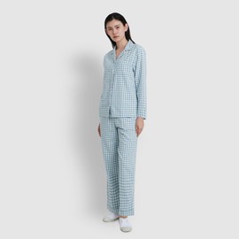 JAJU [JAJU/자주] 여 플란넬 파자마 세트_다크 블루 [JAJU] Women's Flannel Pajama Set_Dark Blue