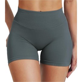 Genérico Pantalones Cortos de Entrenamiento para Mujer, Short Deportivo sin Costuras, Levantamiento de glúteos, Cintura Alta, Control de Abdomen, Talla L, Color Gris