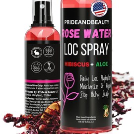Rose Water For Locs, Daily Moisturizing Refreshing Spray, Rose Water For Hair, Rosewater, Hibiscus and Aloe Loc Spray (8 OUNCE)