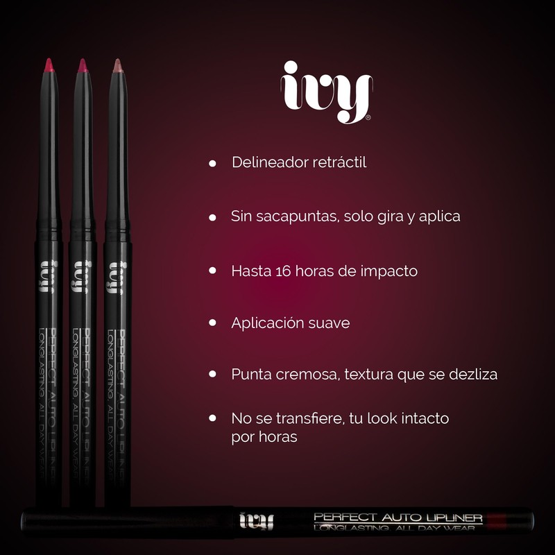 IVY Perfect Auto Delineador de Labios, Retráctil, Larga Duración 16