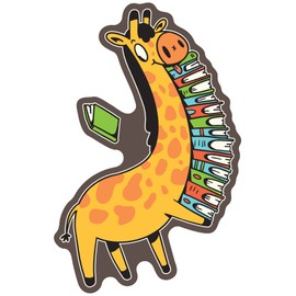 VulgrCo Giraffe Colorful Books Long Neck Animal Funny Sticker Vinyl Waterproof UV Resistant Decal for Phones Laptops Water Bottles Tumblers Boats Cars Trucks Windows Kayak 3" inch Bumper Stickers