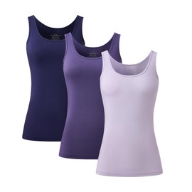 COLORFULLEAF Women's Long Tank Tops Bamboo Rayon Sleeveless Layering Camisole Summer Tank Tops for Women Undershirts 3 Pack(3A, L)