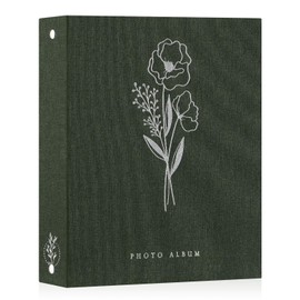 Lanpn Photo Albums A4 100 Photos, Linen Cover Acid Free Pocket Photo Book Picture Album Holds 100 Portrait Only A4 Picture (Green,21x30 cm)